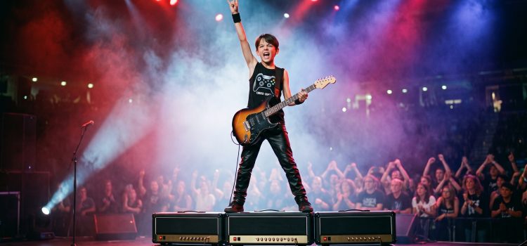 Damien qui joue du heavy metal