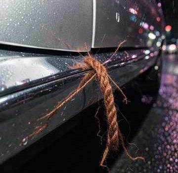 Fils et tricots en voiture