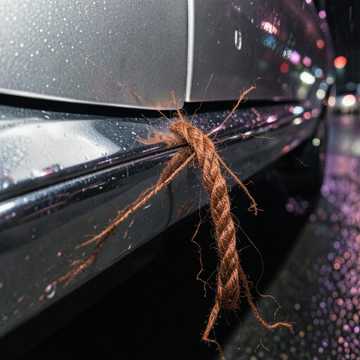 Fils et tricots en voiture