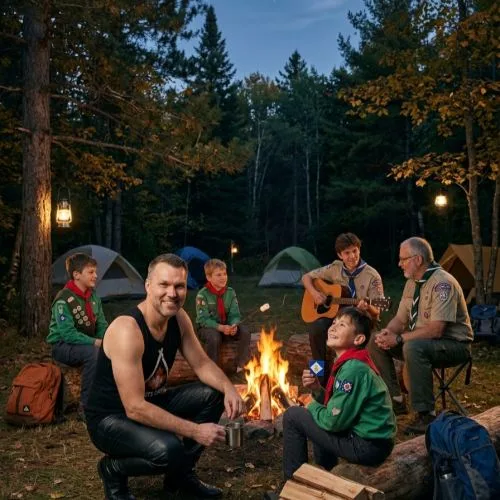 Feu de camps avec quelques scouts